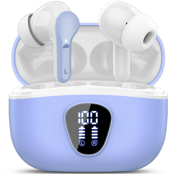 Auriculares inalámbricos BESNOOW Bluetooth 5.4 HiFi Stereo Blanco Púrpura
