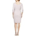 thumbnail image 2 of Alex Evenings Slimming Short Sheath V-Neck 3/4 Sleeve Cocktail Dress, Women's, 2 of 3