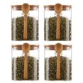 thumbnail image 1 of 4 tarros de cristal herméticos con tapas y cucharas, tarros de caramelos con tapas, tarros de especias transparentes, pequeños contenedores para almacenar alimentos, 1 of 7