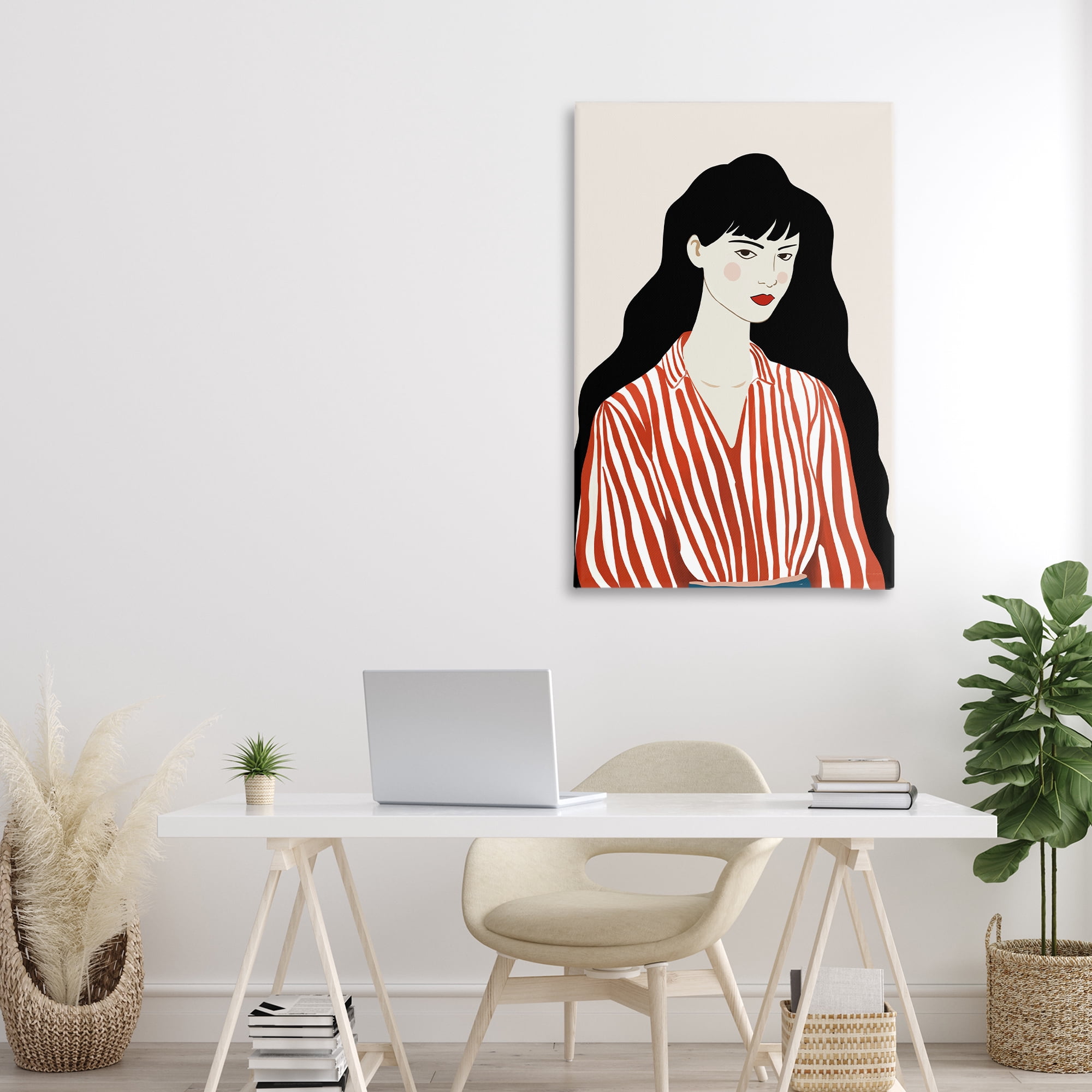 Stupell Industries Woman in Striped Blouse Canvas Wall Art, design by Omar Escalante
