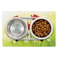 thumbnail image 1 of Poppy Pet Mat for Food and Water, Spring Environment with Poppies and Daisies on Grass Flourishing Nature Illustration, Non-Slip Rubber Mat for Dogs and Cats, 18" X 12", by Ambesonne, 1 of 2