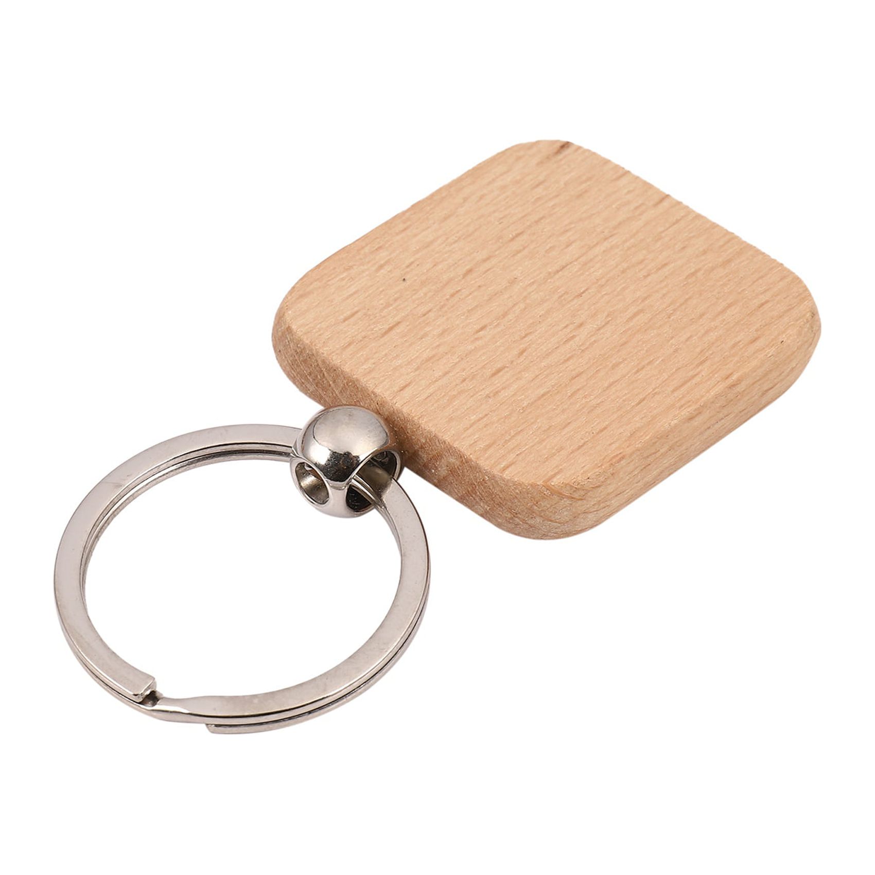 60Pcs Blank Square Wooden Keychain DIY Key Tag Gift