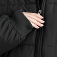 thumbnail image 4 of Wensltd Womens Winter Cotton-padded Jacket Medium Length Full Zip Hooded Jacket Soft Warm Coat Pocket, 4 of 8