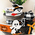 thumbnail image 2 of XKDOUS 4 PCS Cute Halloween Decorations Indoor, Wooden Tiered Tray Decor, Halloween Table Sign Decorations, Black Cat, Ghost, Pumpkins,Witch for Party Home Decor, 2 of 8