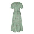 thumbnail image 4 of QUNYINEY Womens Dress Casual Short Sleeve Floral A-Line Dress Flowy Crew Neck Maxi Dresses, 4 of 4