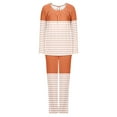 thumbnail image 6 of Riecok Loungewear Sets for Women 2 Piece Crewneck Long Sleeve Tops and Pants Striped Cozy Soft Sleepwear, 6 of 6