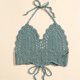 thumbnail image 3 of Crochet Bra Top Tied V Neck Soft Slim Hollow Out Fashion Halter Neck Knitted Bikini Top for Women, 3 of 5