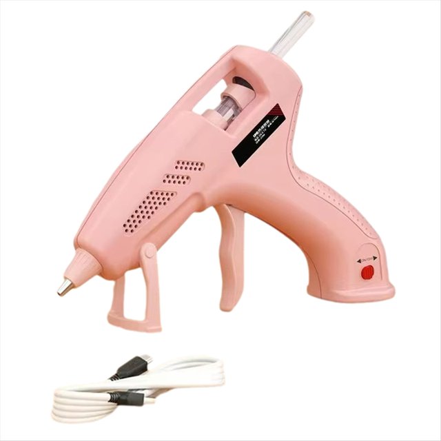 Minimáquina de Silicona Caliente Recargable Rosa, 7 mm, Portátil, Inalámbrica, 3,7 V, 60 Min de Uso, Carga Tipo C, Herramientas de Bricolaje para Niños.