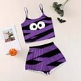 thumbnail image 2 of CAUYDY Women Pumpkin Print Pajama Set - Halloween Tank Top High Waist Shorts Loungewear Cute Sleepwear(Purple,XXL), 2 of 8