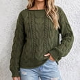 thumbnail image 6 of Women's Oversized Cable Knit Sweaters Boat Neck Long Sleeve Sweater Top Soft Stretch Knitted Pullover Tops Fall Winter Fashion Tops Army Green, 6 of 8