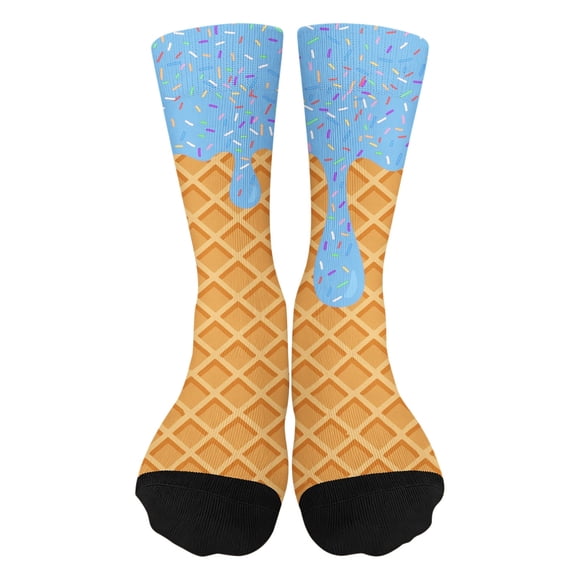 Ice Print Kids Socks for Everyday Casual Wear Fresh Ice Pattern Cushioned Sole Grip Ankle Socks for Boys Girls 7-12 Years Ideal for School and Outdoor Activities