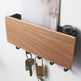 thumbnail image 5 of Wovilon Wall Mounted Key Rack Hole Free Hook Key Rack Solid Wood Sundries Storage Rack, 5 of 6