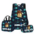 thumbnail image 3 of ROBLOX Virtual World-mochila escolar para niñas, bolsa de almuerzo, estuche de lápices de doble capa, juego de tres piezas, 3 of 4