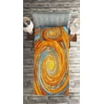 thumbnail image 2 of Fractal Coverlet Set Twin Size, Hippie Style Vortex Spiral Rotary Colorful Chaotic Unusual Turning Contrast Design, Quilted 3 Piece Decor Bedspread Set with Pillow Sham, Orange Blue, by Ambesonne, 2 of 2