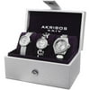 Akribos XXIV Women's Quartz Diamond Dial Silver-Tone Strap/Bracelet Watch Set