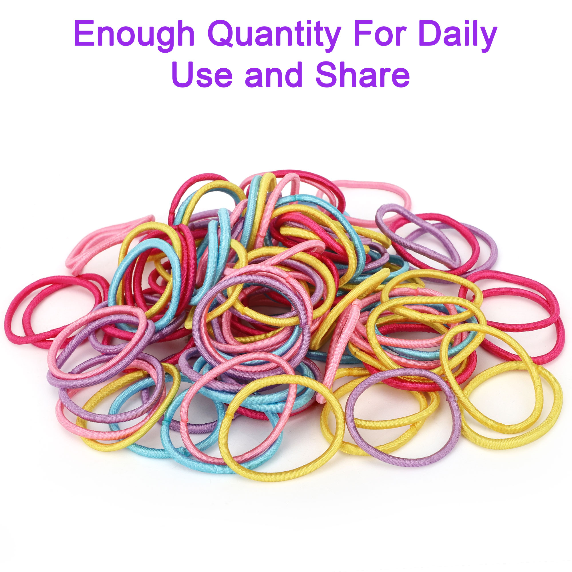TSV 100pcs Girls Rubber Hair Ties, Colorful Small Seamless Hairbands, Elastic Ponytail Holders - image 2 of 8
