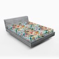 thumbnail image 2 of Ambesonne Birds and Nature Fitted Sheet, Watercolor Vintage, California King, Fern Green Vermilion, 2 of 5