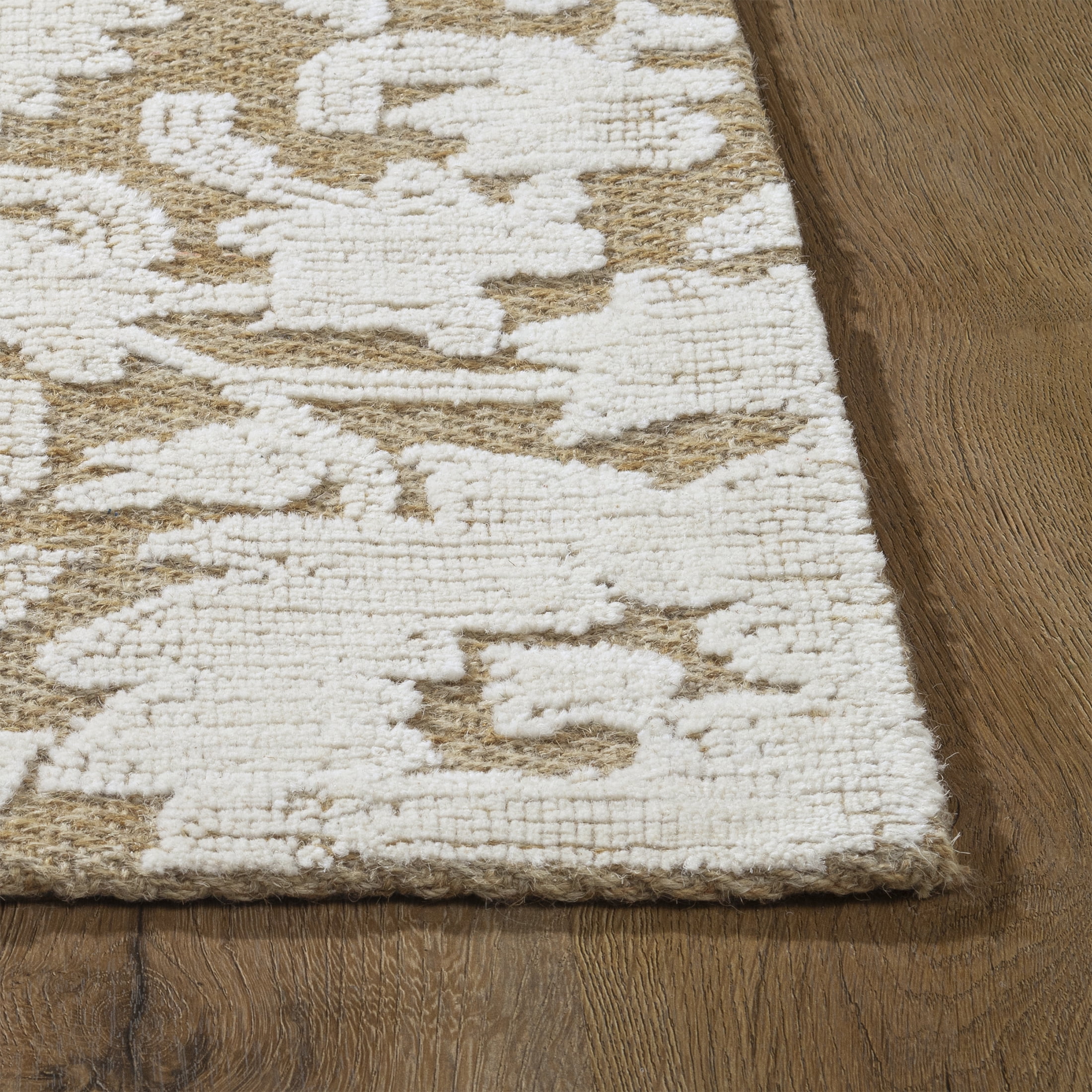 My Texas House Flora Natural Wool Floral Indoor Area Rug, 24" x 36"