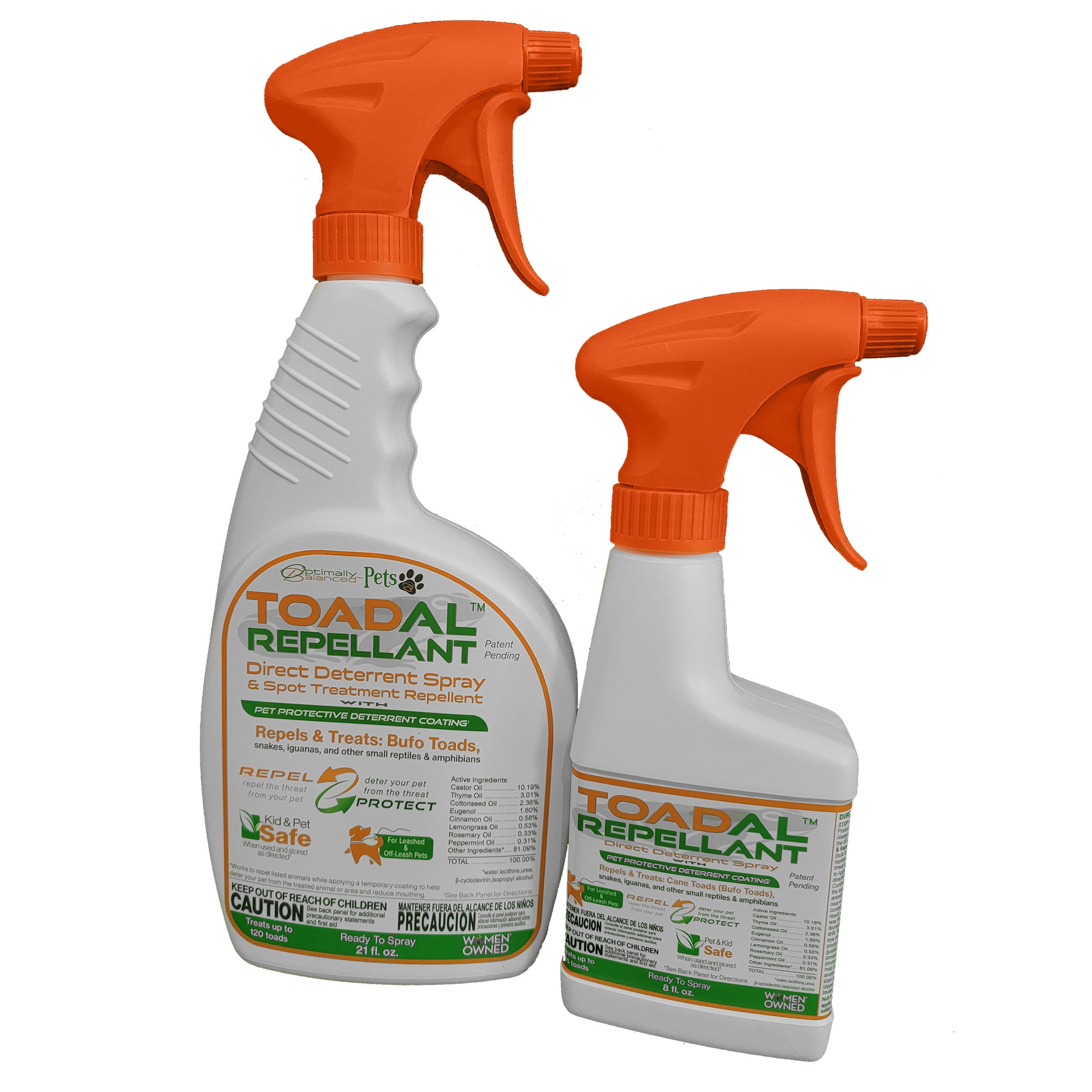TOADAL Repellant COMBO PACK - Get Both the 21 and 8 fl. oz. bottle of Repellant Direct Deterrent & Spot Treatment with Pet Protective Deterrent Coating