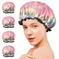 thumbnail image 7 of Shower Caps,Colorful Cloud Star Pattern Waterproof Shower Cap for Women 4 Pieces,Double Reusable Hair Cover for Shower PEVA Elastic Stretch Hem, 7 of 7