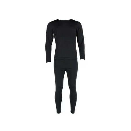 Men's Brushed Base Layer Thermal Set,  Black (Best Base Layer Underwear)
