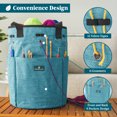 thumbnail image 3 of PAVILIA Crochet Bag Knitting Bag Organizer, Yarn Bag Storage Tote for Crocheting On The Go, Knitting Accessories Supplies Holder with Grommets, Gift for Crochet Lovers Knitters (Turquoise Blue), 3 of 9
