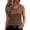 Coffee, variant on Women's Summer Sleeveless Neck Top, Snap Button Placket Casual Loose Fit Tank, Cropped Blouse for Warm Weather, Everyday Basic Layering Piece