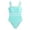 Blue, variant on Girls Modest Swimsuit Summer One Piece Swimsuits Color Block Bathing Suit Contrast Trim Wide Straps Swimwear For Teens Girls, 7-14 Years