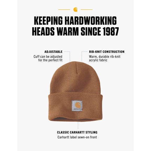 Carhartt Men's Knit Cuffed Beanie, Brown, One Size J101