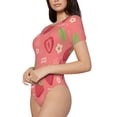 thumbnail image 2 of Haiem Strawberry Floral Women's Crew Neck Short Sleeve Bodysuit Tops Stretchy Slim Basic-X-Large, 2 of 9