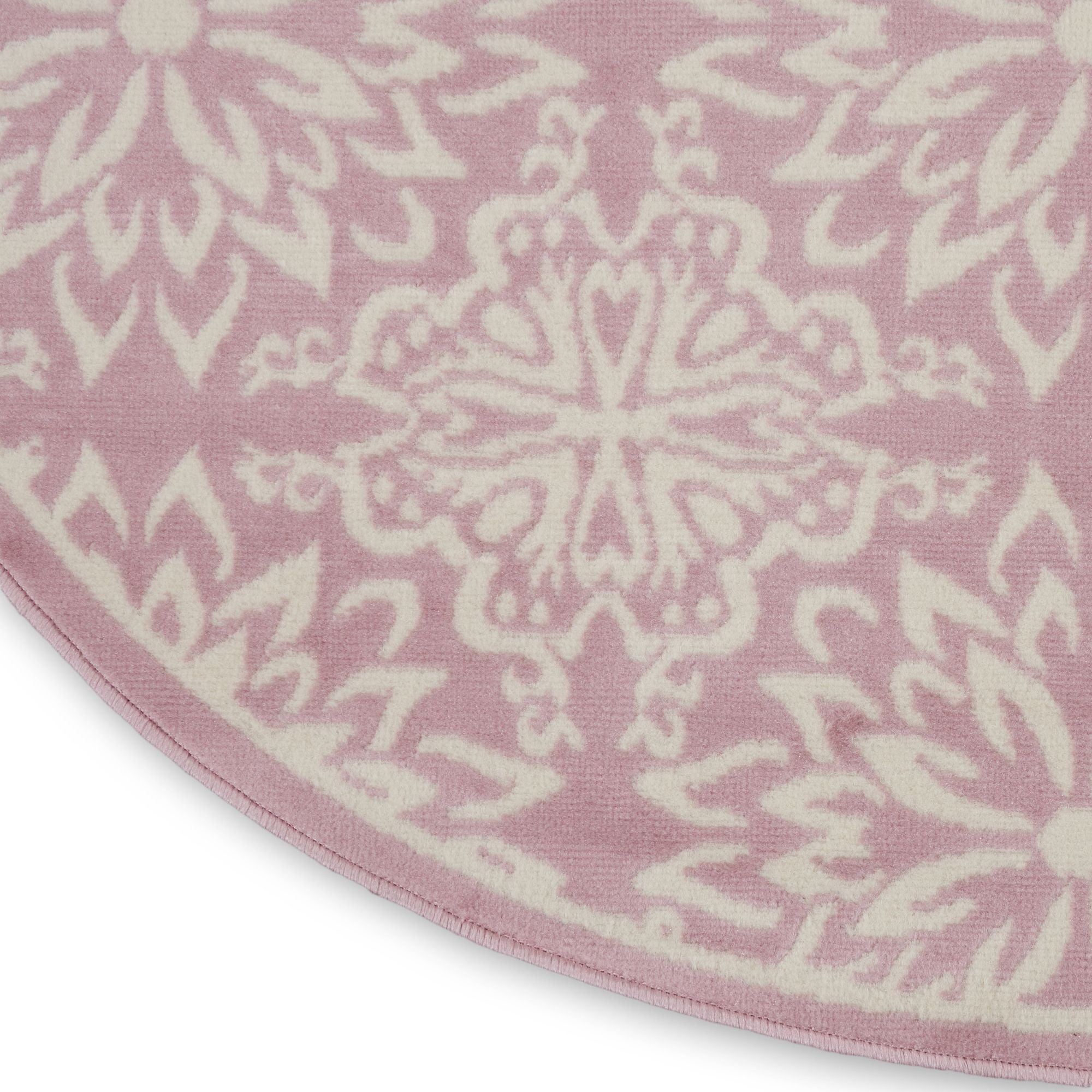 Nourison Jubilant Geometric Floral Ivory/Pink 5'3" x ROUND Area Rug, (5' Round)