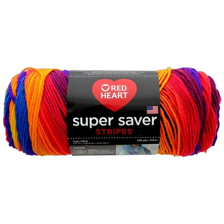 UPC: 0073650020421 | Red Heart® Super Saver® #4 Medium Acrylic Yarn Favorite Stripe 5oz/142g 236 Yards