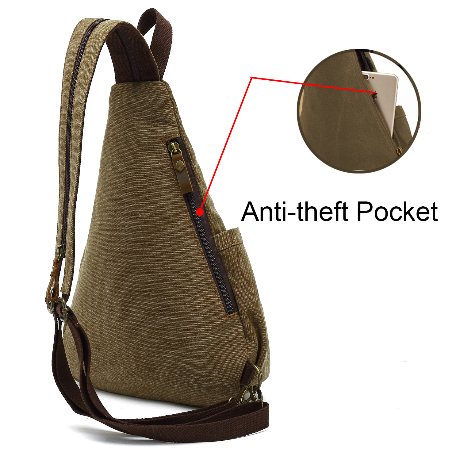 Egoelife Sling Bag Backpack Crossbody Shoulder Chest Bag for Men Women Vintage Canvas Daypack Multipurpose - Coffee