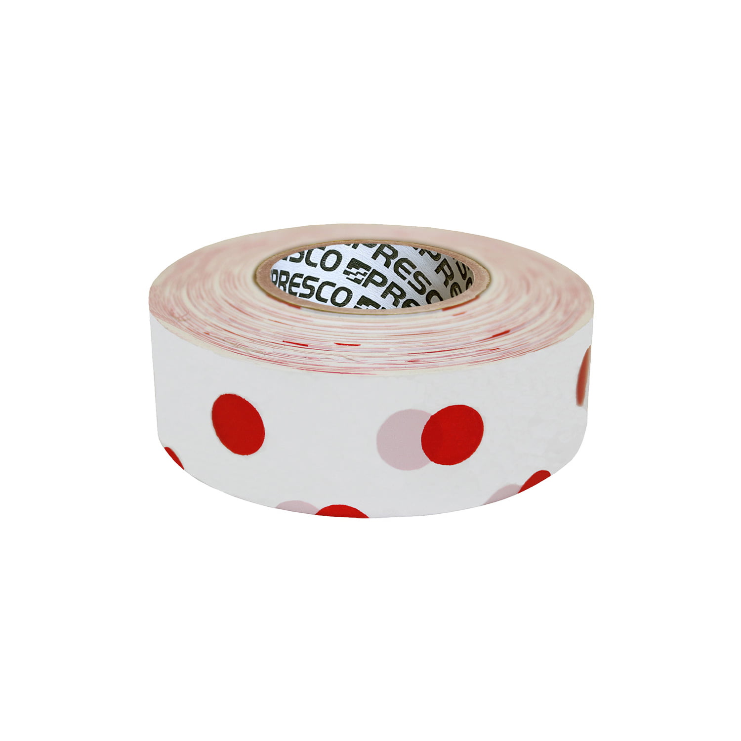 White Red 12 Rolls Flagging Polka Dot Tape 1 3/16 in x 300 ft Non-Adhesive 