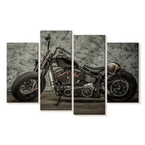 Elephant Stock Harley Davidson Chopper Wall Art - Horizontal Multi Panel Canvas - Living Room Wall Decor - Transportation Multi Panel - Brown And Gray Decor - 36" x 22"
