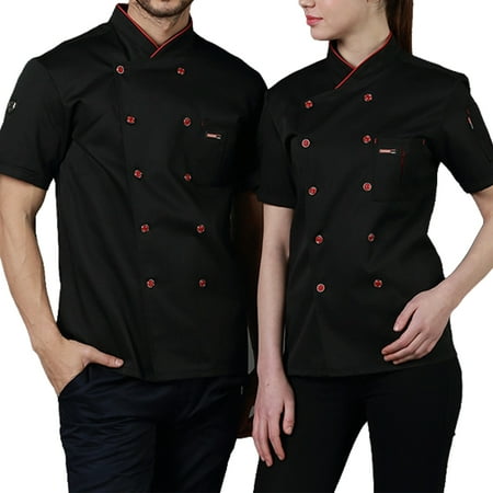 

DTOWER Cotton Chef Uniform Summer Short Sleeve Shirts for Men Chef Jacket Apron Buttons Sweat Bands For Grill Restaurant Bar Shop Cafes