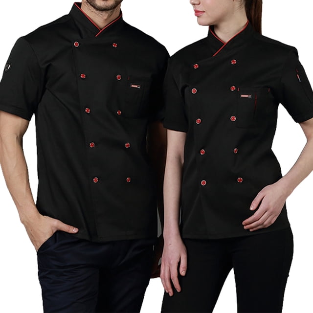 Billuyoard Uniforme de Chef de algodón, camisas de manga corta para hombres, botones de delantal, suministros ajustables para el hogar, bandas Type3 NO3