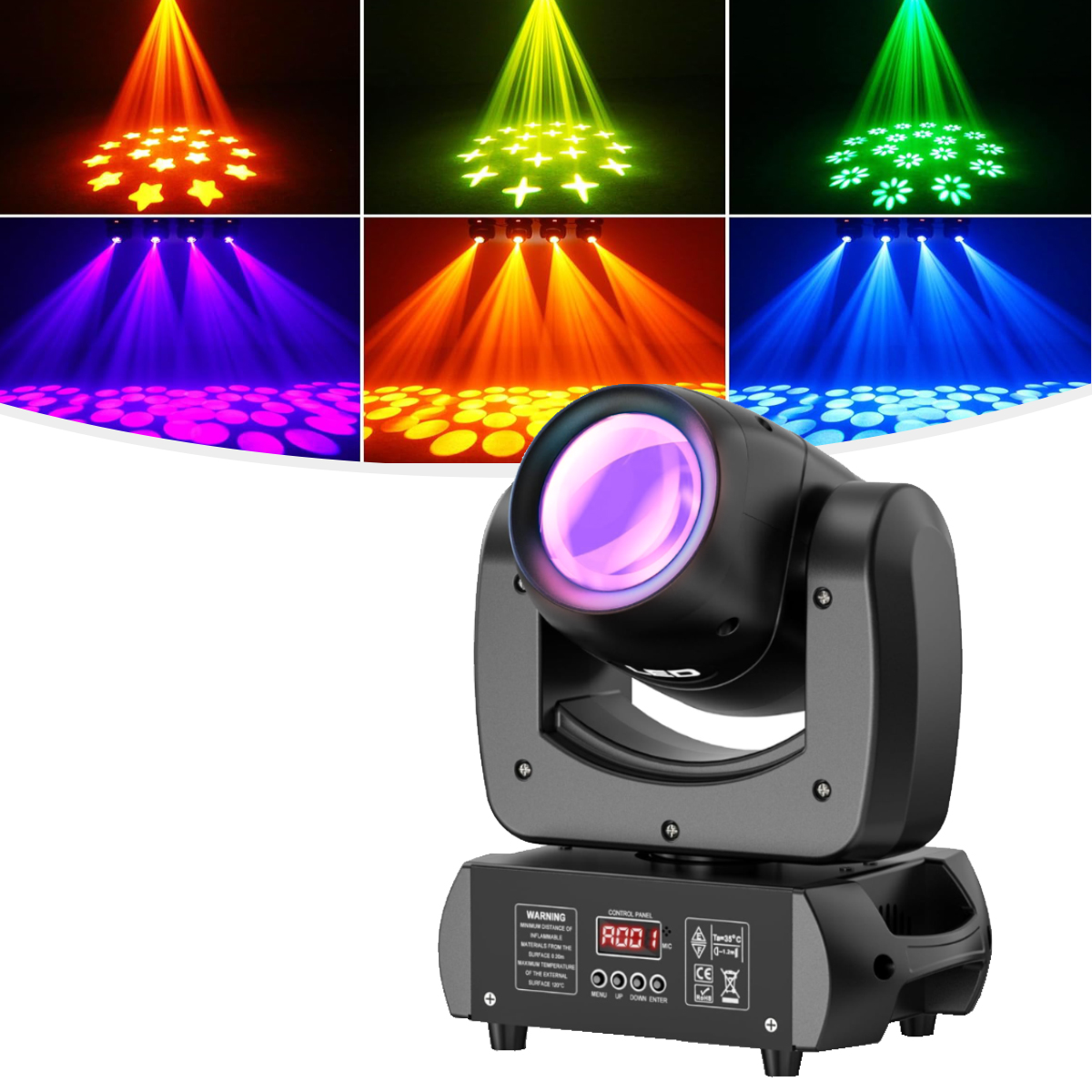 BJSUC 150W Moving Head Spotlights – 8 Colors with Remote Control for Christmas Wedding DJ Party Dance Show Club Wedding Stage Lighting