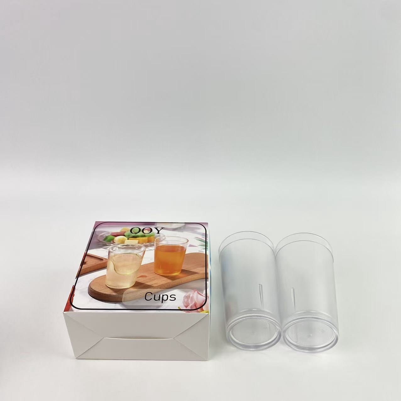 OOY cups,Plastic Drinking Glasses Set 5 oz Clear Plastic Tumblers Stackable Frosted Cup Reusable Drinking Glasses Cups Bulk for Weddings Party Restaurant Kitchen