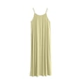thumbnail image 3 of Lenpel Nightgowns for Women Scoop Neck Spaghetti Strap Midi Sleepwear Dresses Casual Loose Fit Flowy Pajama Dresses, 3 of 7