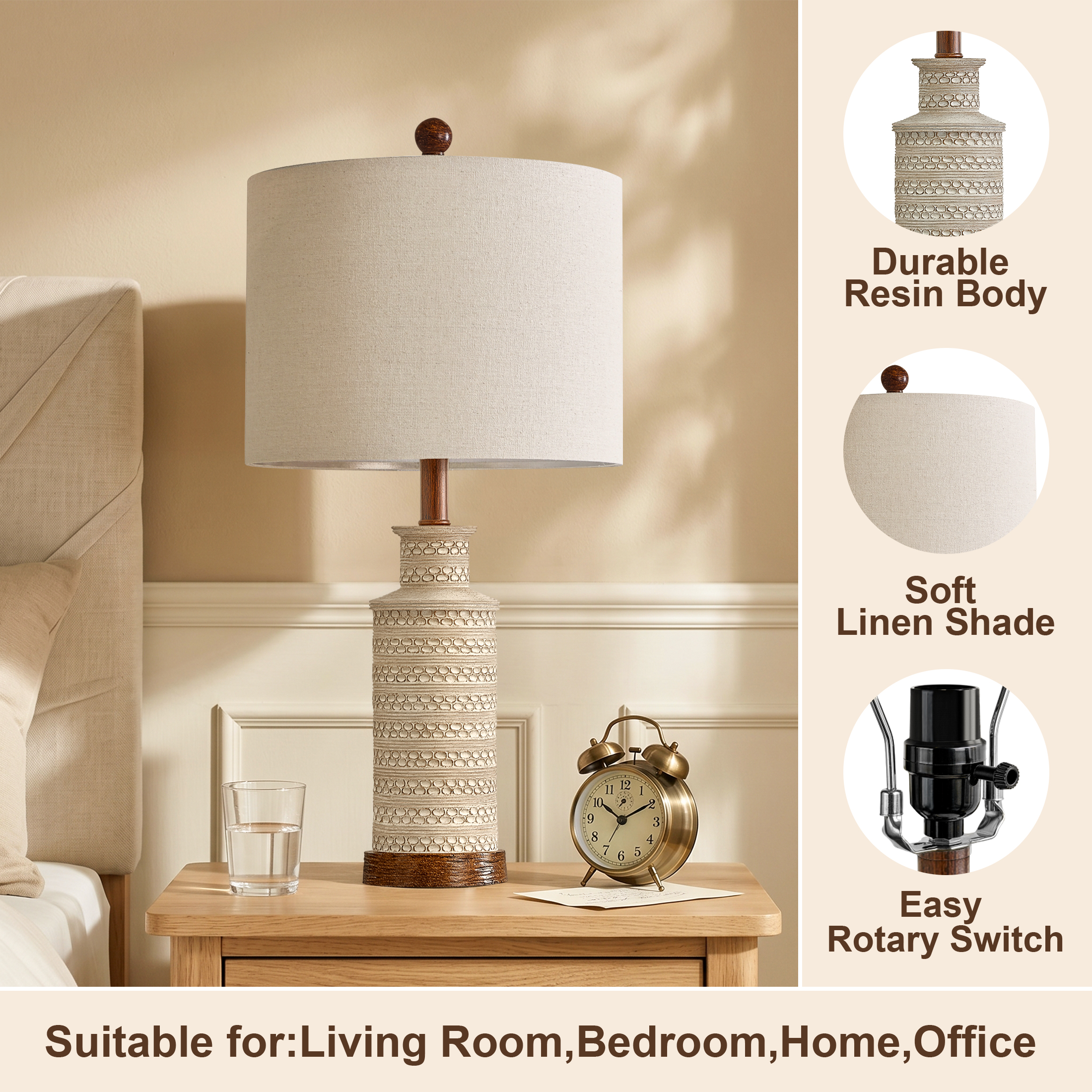 Oneach Bedside Table Lamps, Set of 2, 24 Inch photo 2