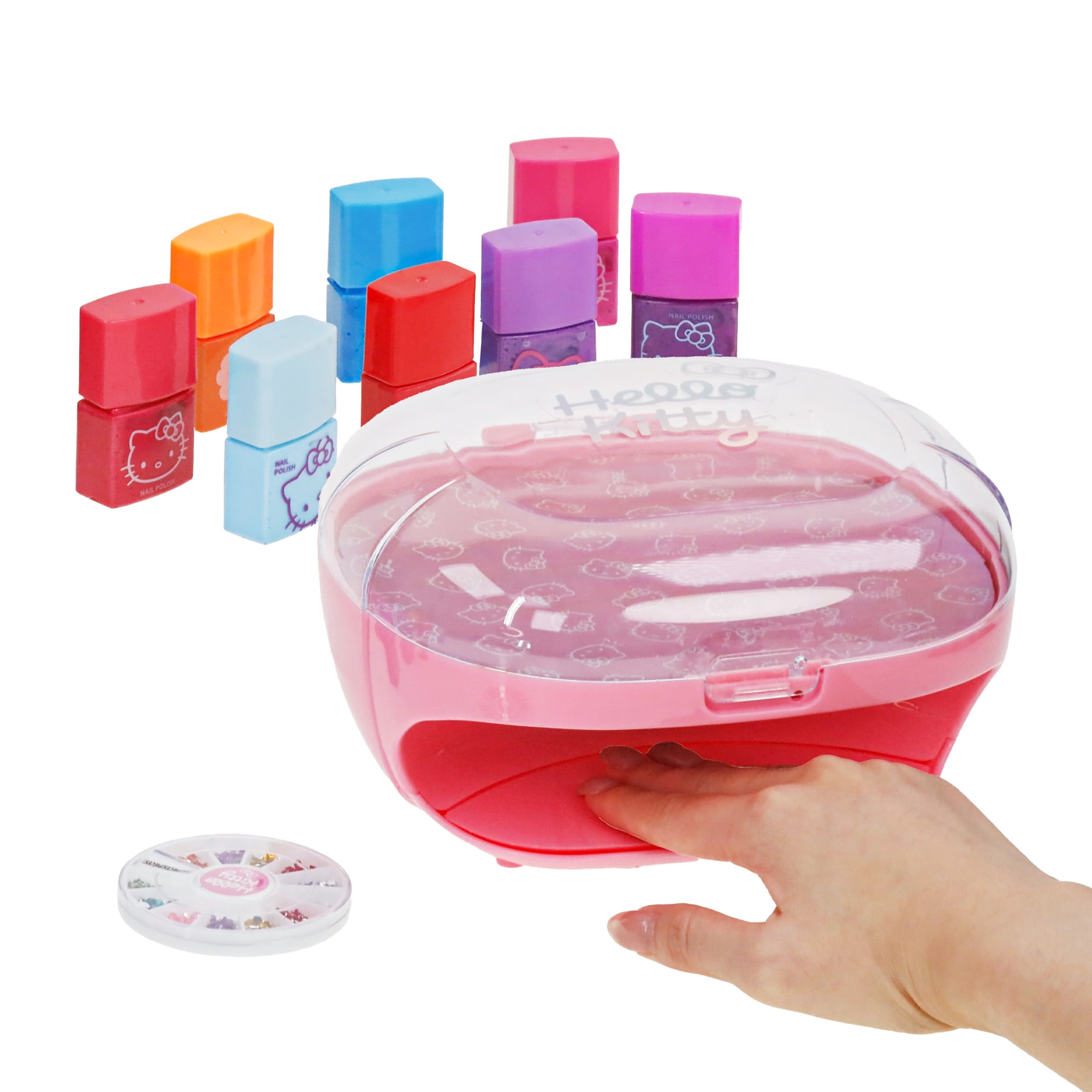 hello kitty nail polish and accessories set with nail dryer, kids, girls ages 3+