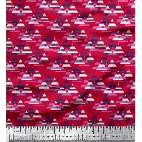 Soimoi Silk Fabric Triangle Small Decor Fabric Printed Yard 42 Inch Wide
