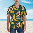 thumbnail image 2 of Gukieu Banana And Avocado Print Men's Short-sleeved Shirts, Button-down Lapel Hawaiian Shirts, T-shirts, Beach Vacation Summer Casual Wear,Small, 2 of 7