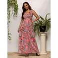 thumbnail image 3 of Womens Paisley Print V-Neck Maxi Dress, 3 of 5