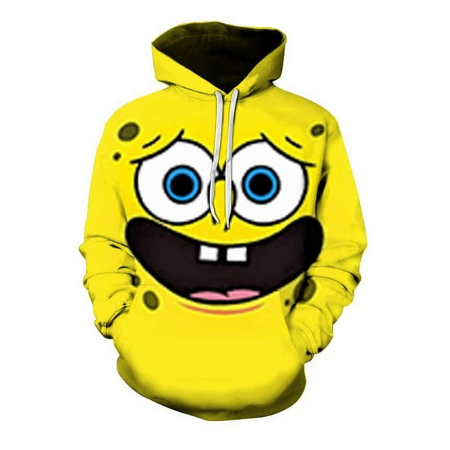 SpongeBob SquarePants Chandail à Capuchon Hip-Hop de Dessin Animé pour Hommes Femmes Unisexe