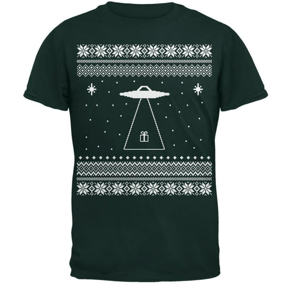 Alien Beam Ugly XMAS Sweater Forest Adult T-Shirt - Small