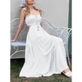 thumbnail image 5 of Summer Women Thin Shoulder Strap Sleeveless Side Slit Dress Bohemian Flowing Long Skirt, 5 of 6