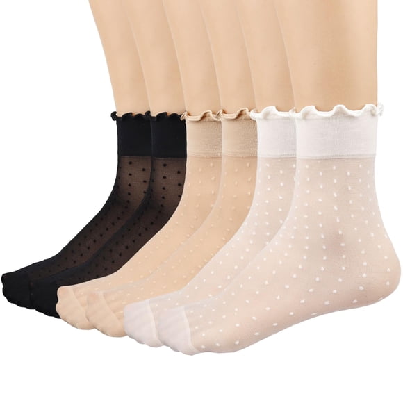Calcetines con volantes transparentes Mcool Mary para mujer, 12 pares, color nude