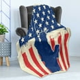 thumbnail image 4 of 4th of July Soft Flannel Fleece Throw Blanket, Liberty Silhouette with Grunge American Flag Backdrop, Cozy Plush for Indoor and Outdoor Use, 50" x 70", Vermilion Navy Blue, by Ambesonne, 4 of 5